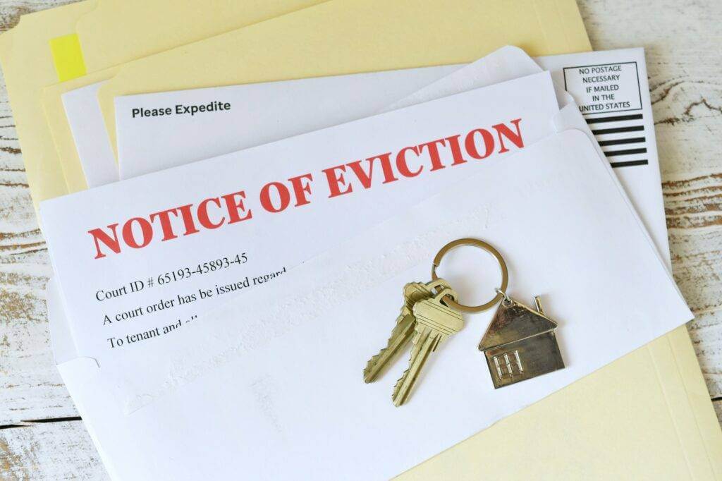 Notice of Eviction - court papers informing tenant they're being evicted, official legal document